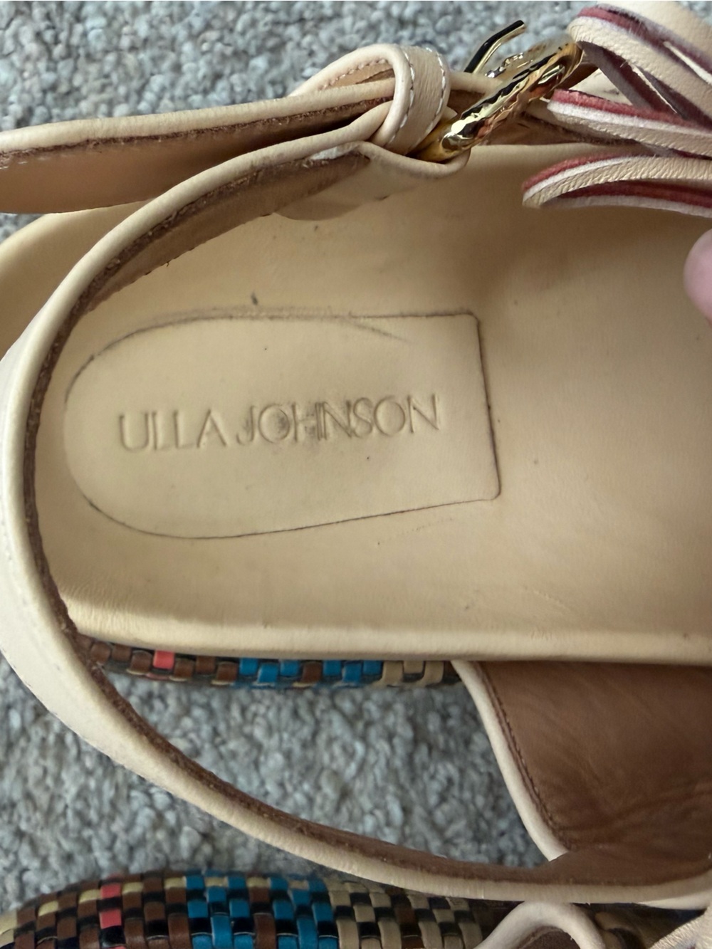 ULLA JOHNSON Fringed Woven Leather Sandals - Picture 7 of 13